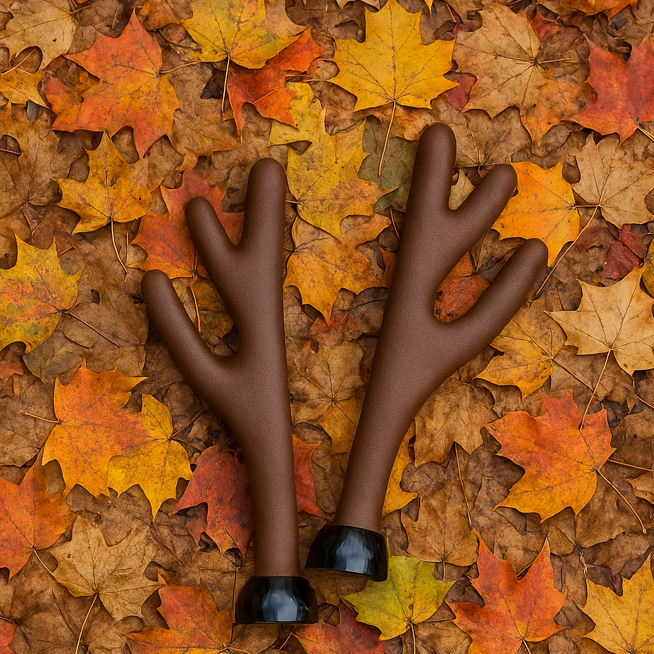 Antlers roof attachment on a bed of autumn leaves