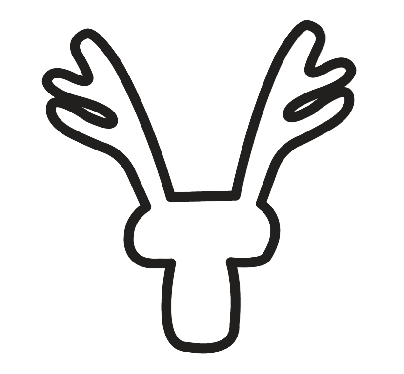 Black and white outline of deer antlers on a white background
