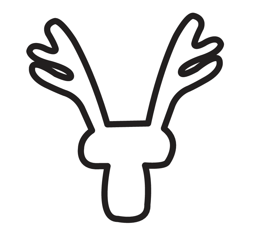Black line drawing of deer antlers on a transparent background