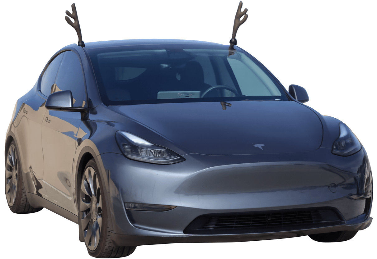 Gray model Y with reindeer antlers 